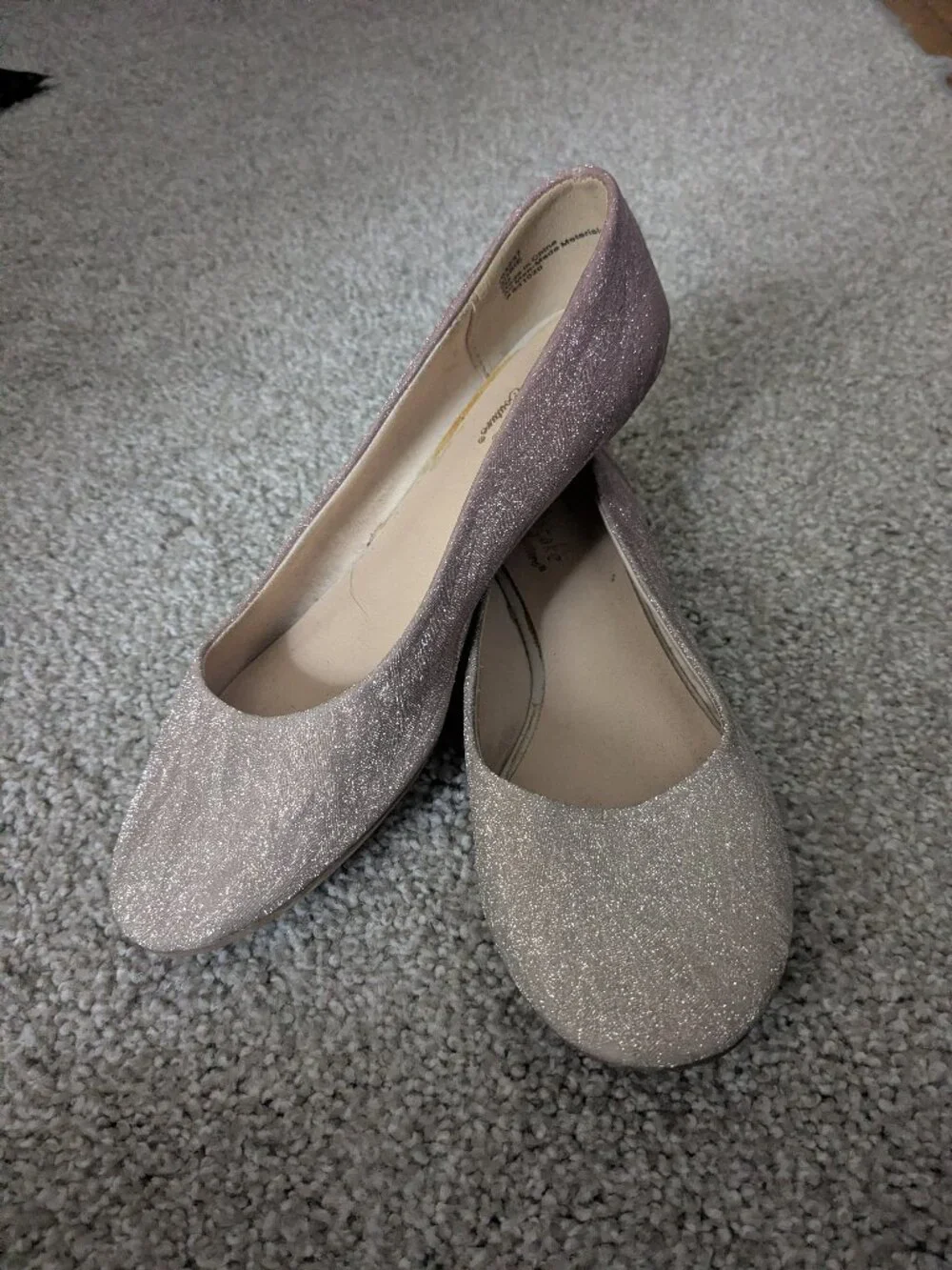 Pink and White Ombre Sparkly Girls Size 2 Flat Shoes